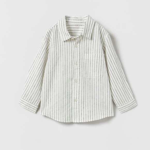 STRIPED LINEN BLEND SHIRT - Picture 1 of 3